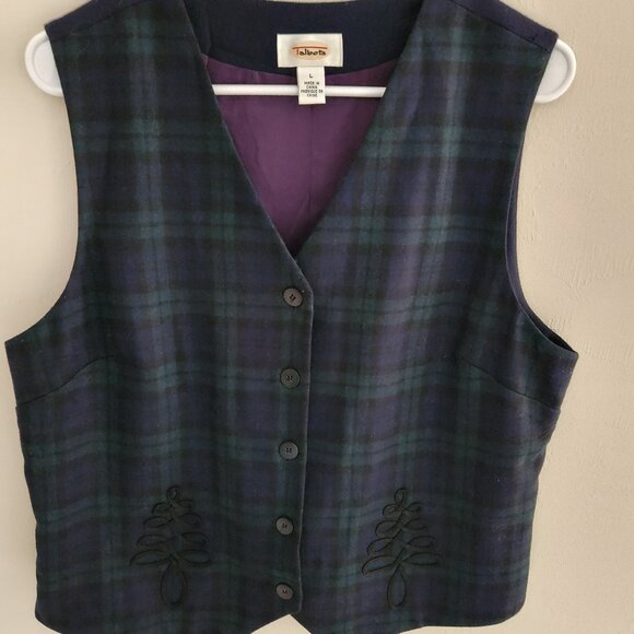 Talbots Tops - Black Watch Plaid Vest L